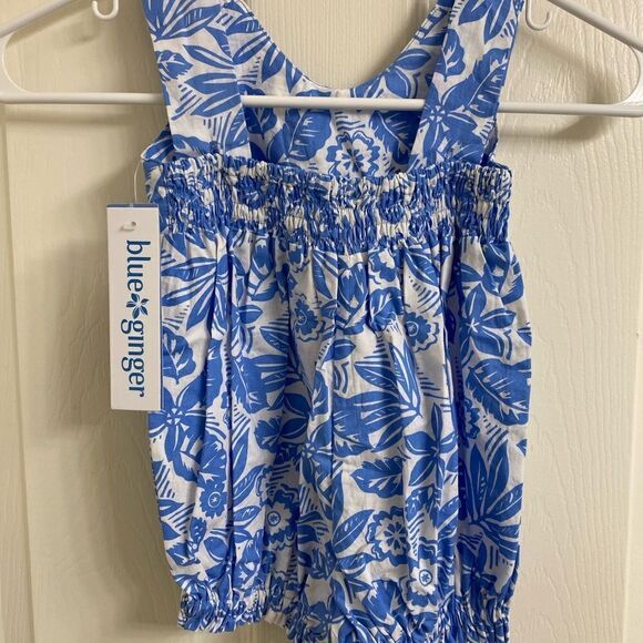 Baby Romper, Blue Ginger, Hawaiian Print, 12 mth, Cotton, Adjustable Straps - Picture 10 of 11